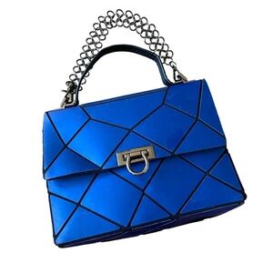 Emilio Pepe Italy Blue Geometric Mini Handbag
